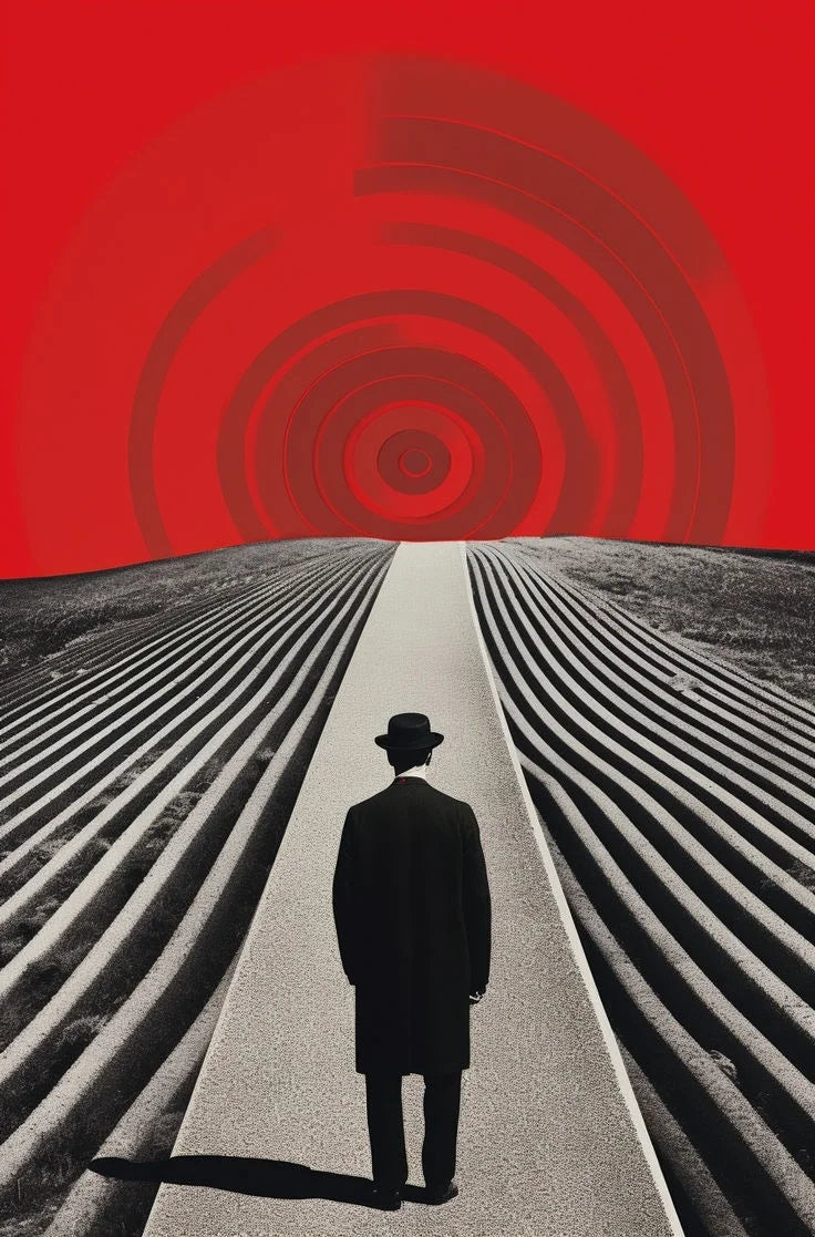 1pc Retro Surrealism Unique Men on Edge Poster - Frameless Abstract Canvas Wall Art Print for Living Room & Bedroom Decortions