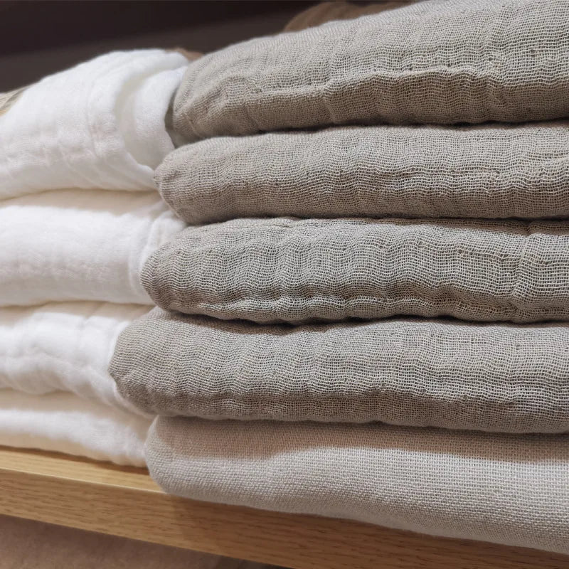 Thin Japan Cotton Yarn Blankets Summer Towel Quilt for Double Queen King Bedspread for Bed Sofa Cover Bedroom Coverlet White