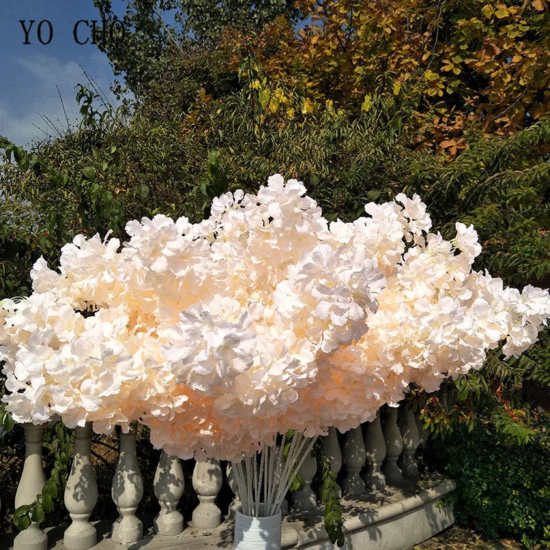 90cm Silk Hydrangea White Branch Drifting Snow Gypsophila Artificial Flowers Cherry Blossoms Wedding Arch Decorate Fake Flower