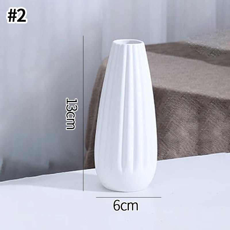 White Nordic Ceramic Flower Vase Retro Flower Bottle Creative Flower Arrangement Holder Simple Plant Pot Room Table Decor Mini