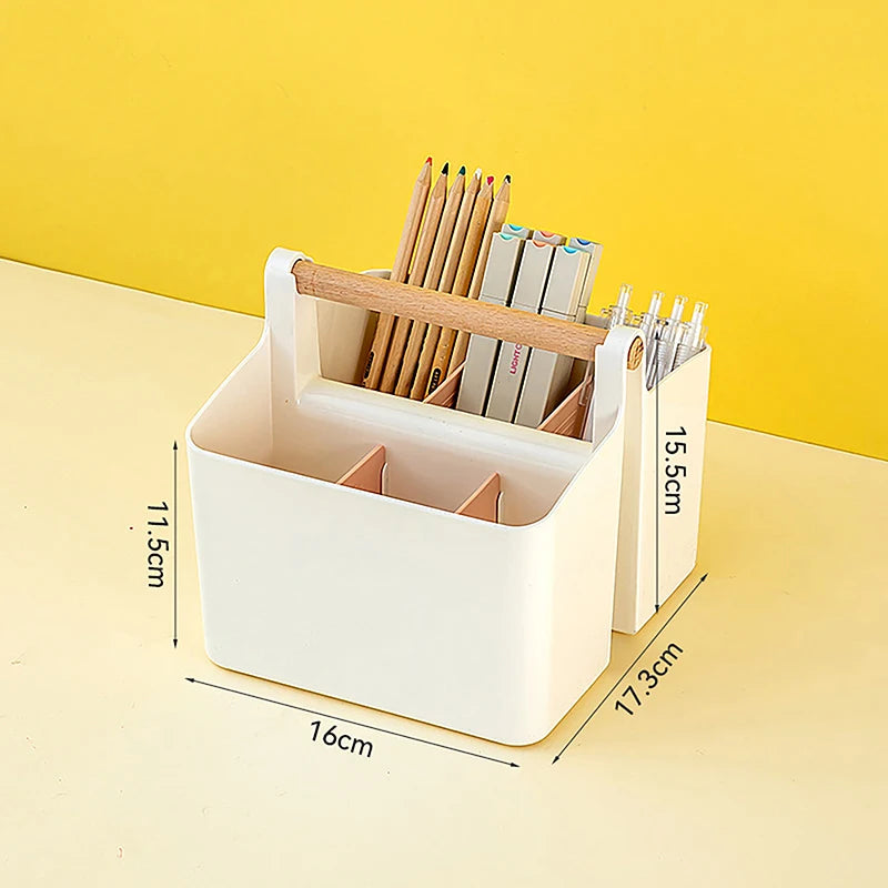 1pc Multifunctional Storage Holder School Office Portable Pen Holder Storage Box Large Capacity Desktop Sundries Storage Basket