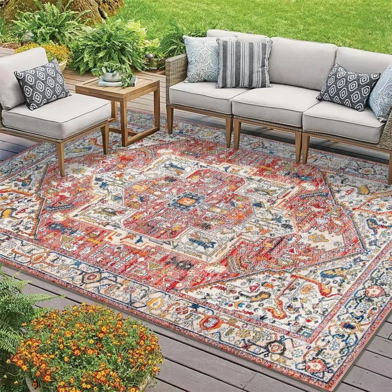 Bohemian Carpet American Country Vintage Mat Living Room Tea Table Mat Outdoor Balcony Fully Covered Rug Courtyard Floor Mats
