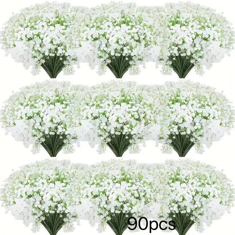 90pcs Real Touch Baby's Breath Artificial Flowers - Oxidation Resistant, Bulk Bouquets With Stems For Home & Office Decor, Perfe