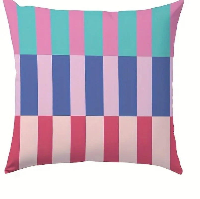 Vibrant Geometric Stripe Pillow Covers, Machine Washable with Zip Closure | Ideal for Living Room Sofa & Bedroom Decor