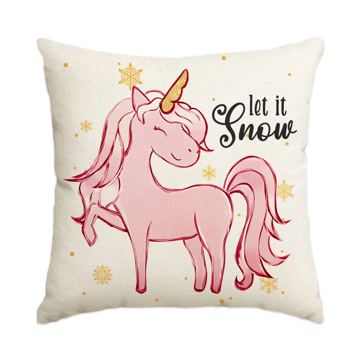 1/4pcs Christmas Pillow Cover, Pink Printed Cushion Cover, Farmhouse Decorative Sofa, Christmas Decoration (without Pillow Core)