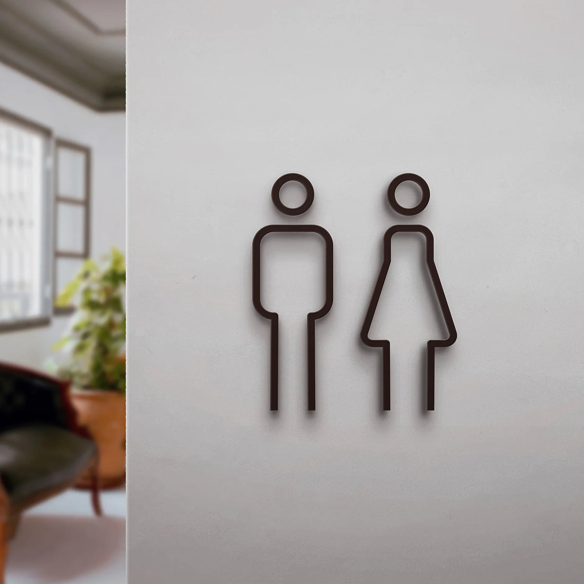 1pc 3D Acrylic Restroom Sign, Unisex - Black and Golden, Easy Door Mount for Hotels and B&Bs, Plastic Material