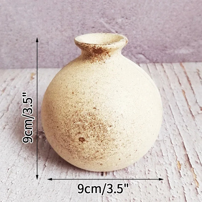 Wooden Flower Vase Retro Table Decorative Vase Dried Flower Arrangement Pot European Style Aesthetic Vase Home Desktop Ornaments
