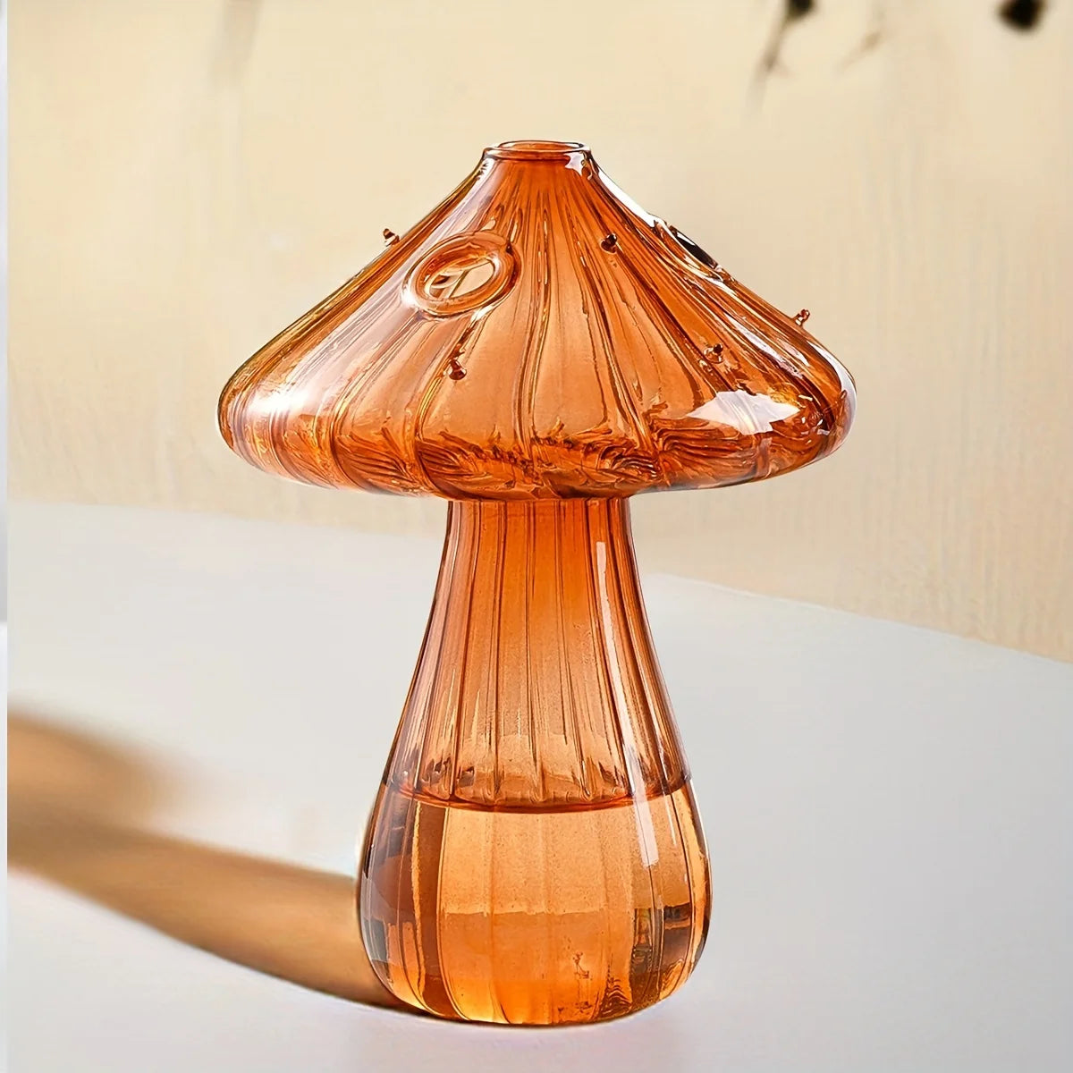 Transparent Glass Mushroom Vase - Hydroponic Planter for Home & Garden, Cute Round Pot Summer Plants Battery-Free