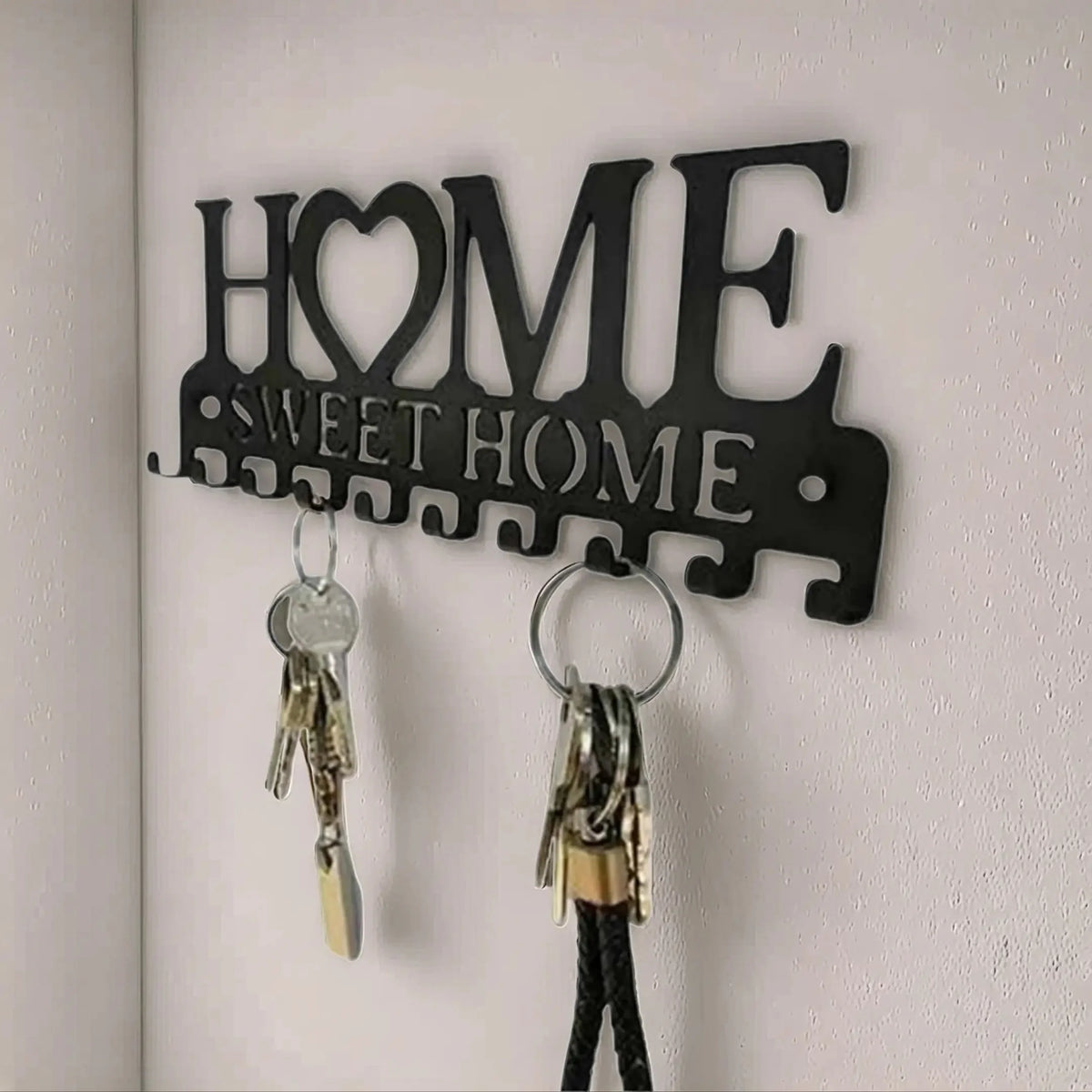 1pc Black Metal Keys Holder Wall Mount Key Holder Sweet Home Design Style Key Rack for Key Hanger with 10 Hooks