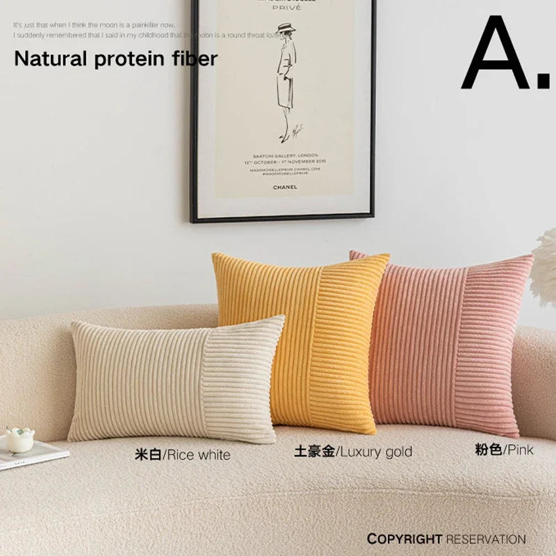 Striped Corduroy Cushion Cover Decorative Pillows for Sofa Living Room Patchwork Throw Pillow Cover Modern Simple Waist Cover