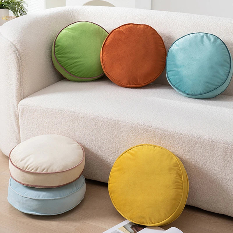 Nordic Minimalist Style Soft Round Cushion With Fillings Stuffed Floor Seat Mat Velvet Meditation Cushion Futon Throw Pillow