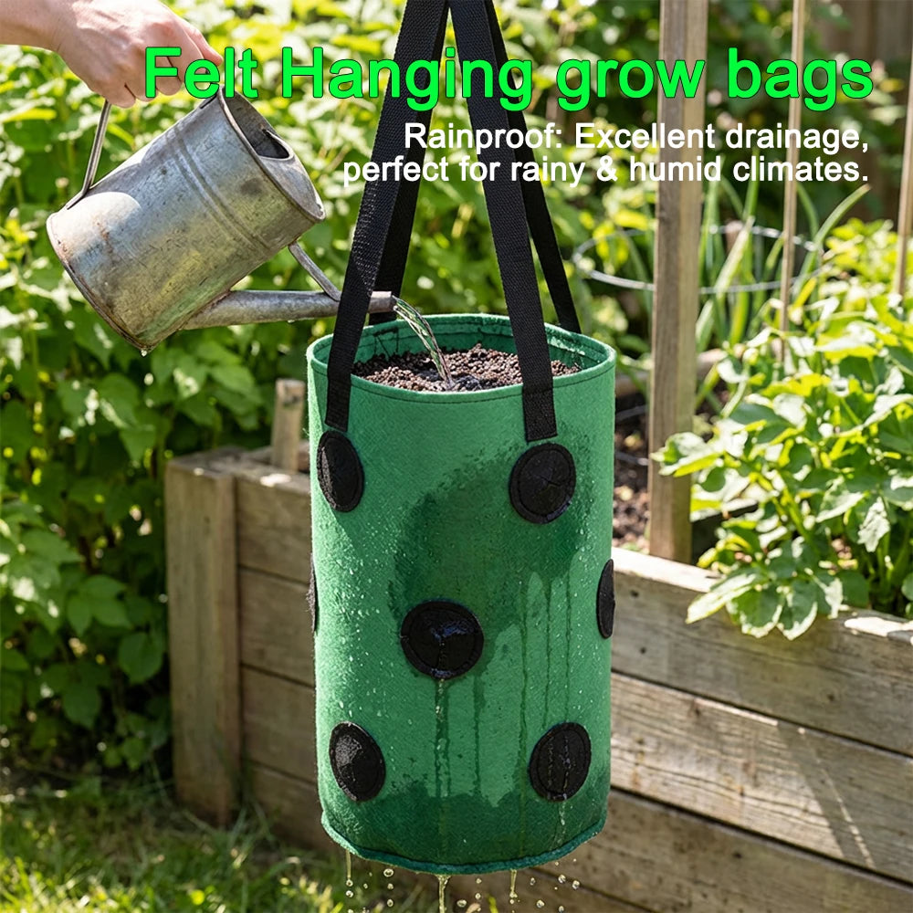 Hanging Grow Bags for Strawberries Tomatoes Hanging Planting Grow Bag Vertical Garden Strawberry Planter Pot Aeroponic Tower