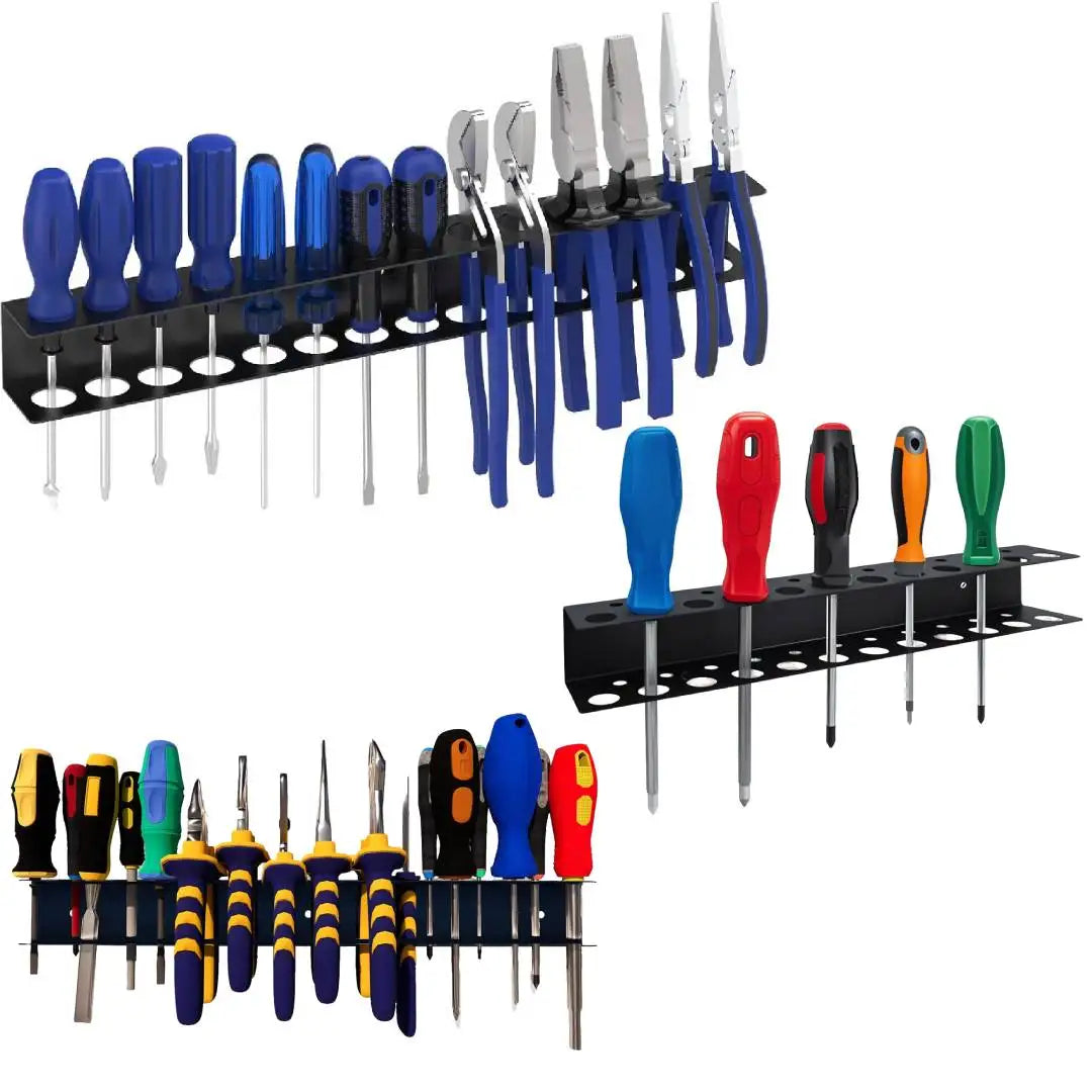 Heavy-Duty Metal Tool Rack, Space-Saving Wall-Mounted Organizer with Powder-Coated Iron, for Storing Screwdrivers, Pliers
