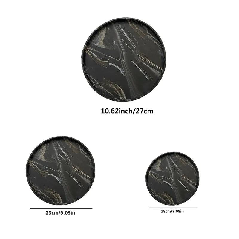 A Round Bathroom Tray, Decorative Vanity Tray, Silicone Soap Holder, Kitchen Countertop Organizer, Coffee Table Decoration, Suitable for Candles, Perfumes, Plants - Decorative Tray