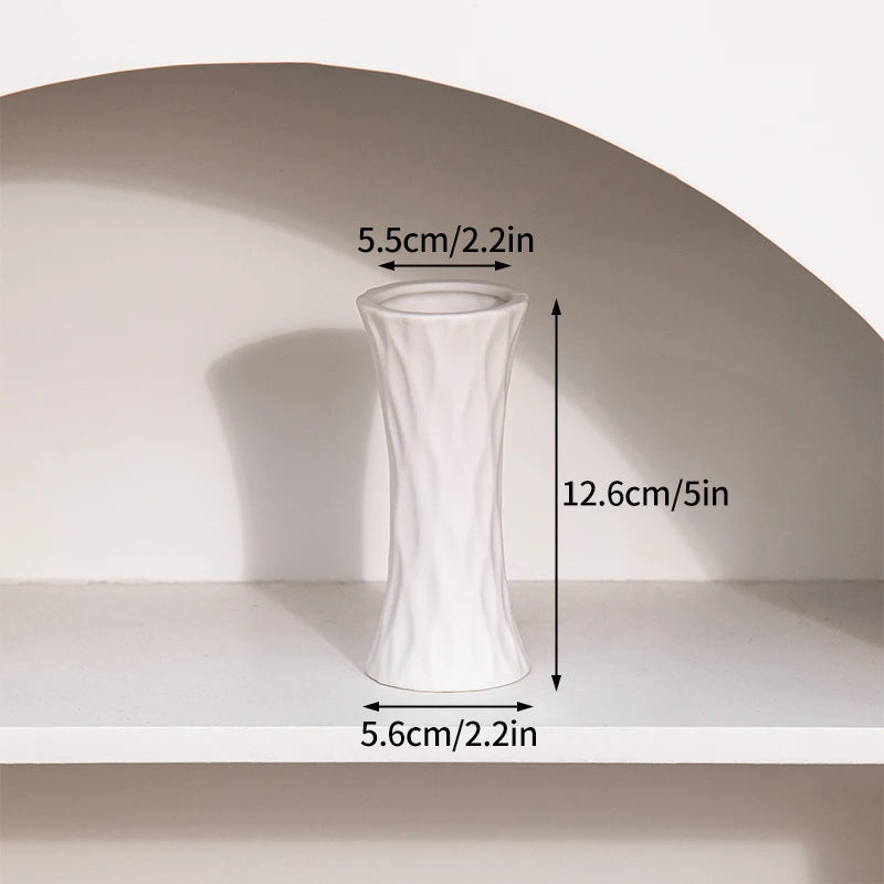 White Nordic Ceramic Flower Vase Retro Flower Bottle Creative Flower Arrangement Holder Simple Plant Pot Room Table Decor Mini