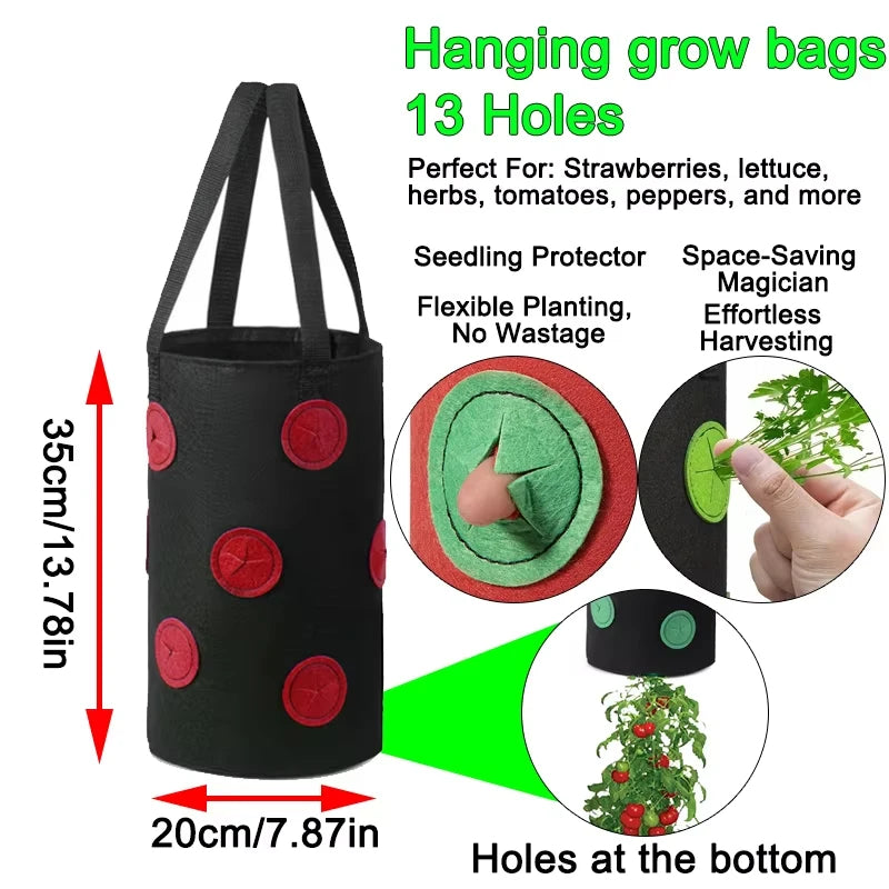 Hanging Grow Bags for Strawberries Tomatoes Hanging Planting Grow Bag Vertical Garden Strawberry Planter Pot Aeroponic Tower
