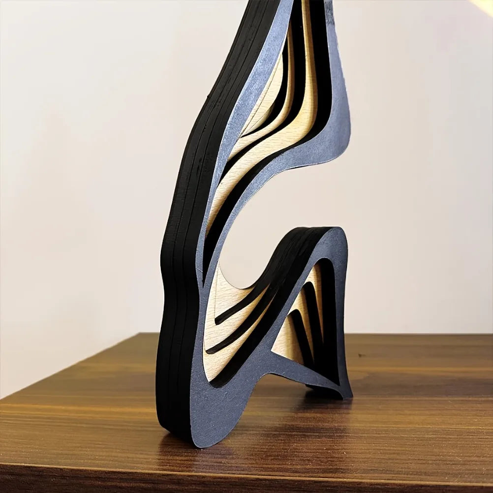 Artistic Abstract Wooden Streamlined Statue Minimalist Bookshelf Home Room Decoration Desktop Ornaments Home Gifts