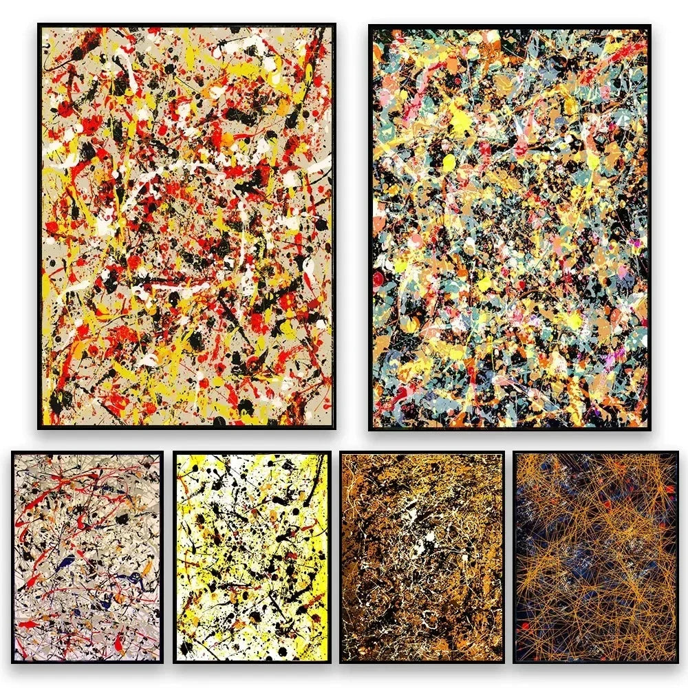 Jackson Pollock Abstract Oil Paintings on Canvas Famous Art Prints for Living Room Wall Decor Modern Art Posters