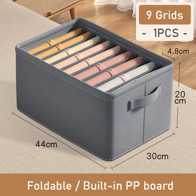 Thickened Pants Storage Box Foldable 9/7/6 Grids Organizer for Jeans Sweatshirt Shirt Wardrobe Organizers of Cabinets and Drawer