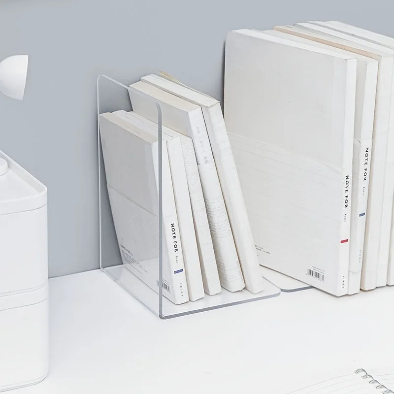 1pc Acrylic Bookends Stand Bookshelf Desktop Decorative Storage Rack