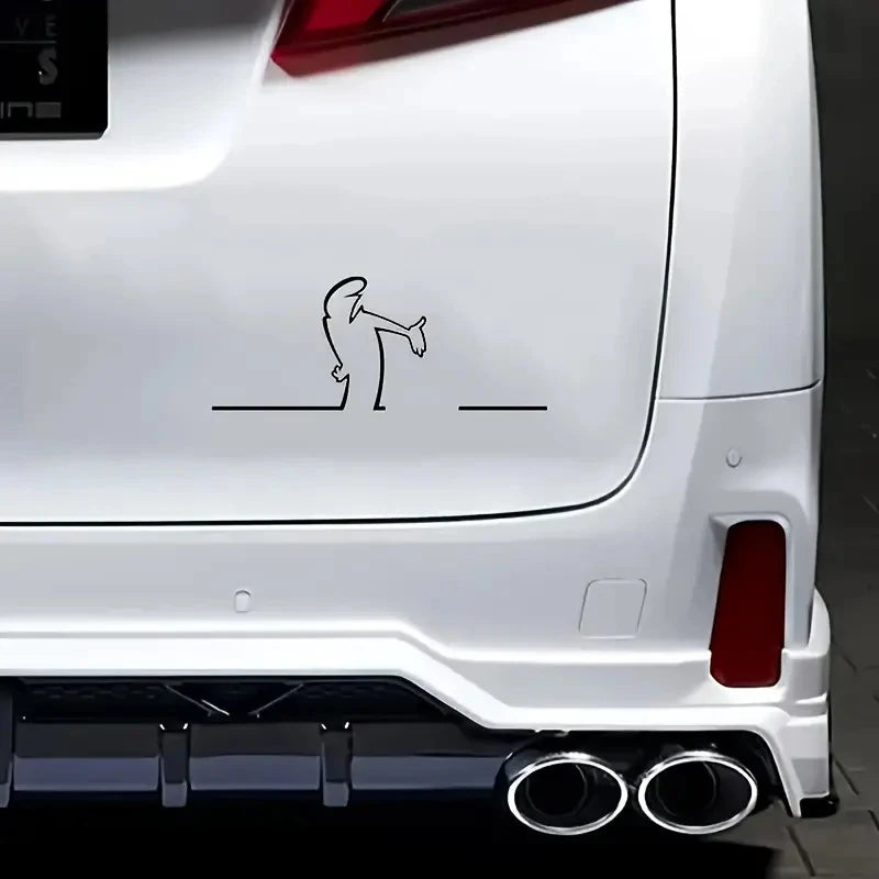 New La Linea Minimalist Line Art Car Sticker Bumper & Window Door Wall Decal With Cartoon Character Design Home Car Decoration