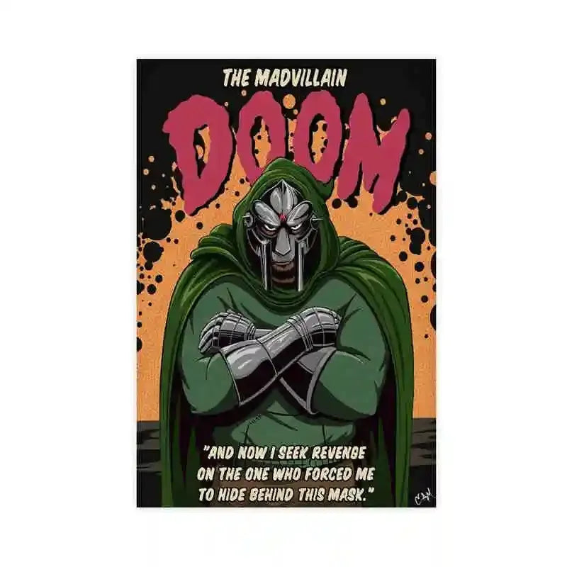 MF Doom Comic Album Poster Aesthetic Rapper Hip Hop Rock Music Band MM Food Mask Canvas For Wall Art Room Decor Home Decoration