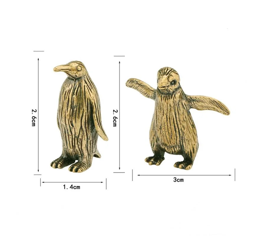 Funny Brass Standing Little Penguin Statue Desktop Decorative Trinkets Creativity Marine Animal Cute Craft Collection Children