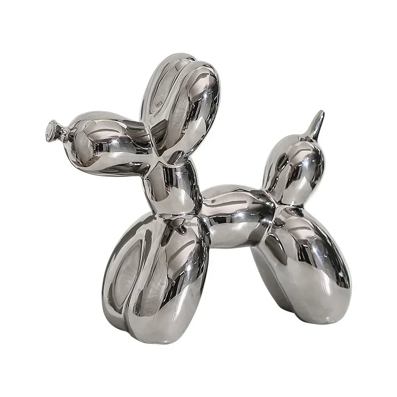 11/21CM Mini Ceramic Balloon Dog Sculpture Abstract Ornament Study Room Statue Home Office Accessories Festival Decoration 