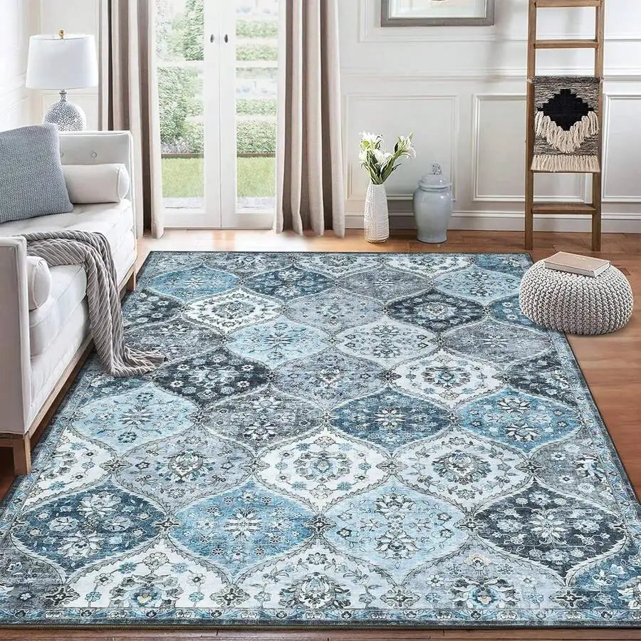 VIKAMA Bohemian Moroccan Carpet Soft Non-Slip Living Room Sofa Coffee Table Mat Bedroom Walk-in Closet Area Rug Home Decoration