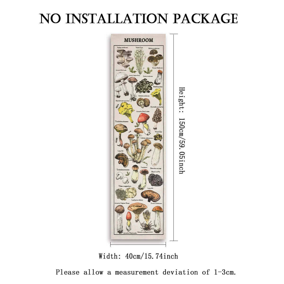 Floral & Plants Chart Vertical Tapestry Mushrooms Wall Hanging Reference Illustrative Botanical Art Tapestry Flowers Home Decor