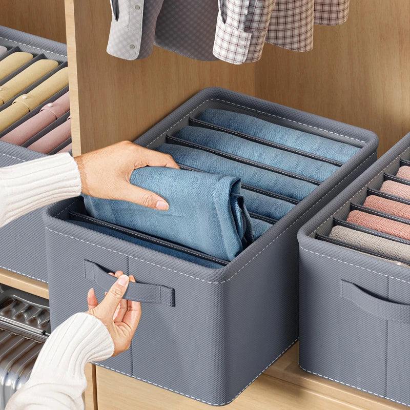 Thickened Pants Storage Box Foldable 9/7/6 Grids Organizer for Jeans Sweatshirt Shirt Wardrobe Organizers of Cabinets and Drawer