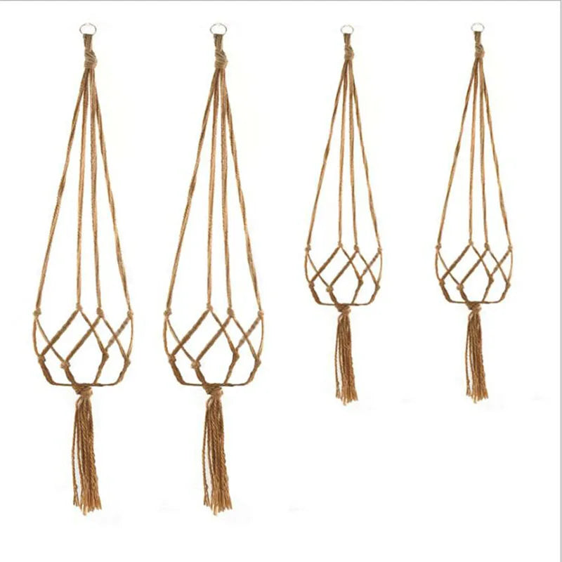 Gardening Green Plant Hanging Basket Cotton Rope Hanger Flower Pot Handmade Macrame Pot Pocket Wall Boho Courtyard Home Decor