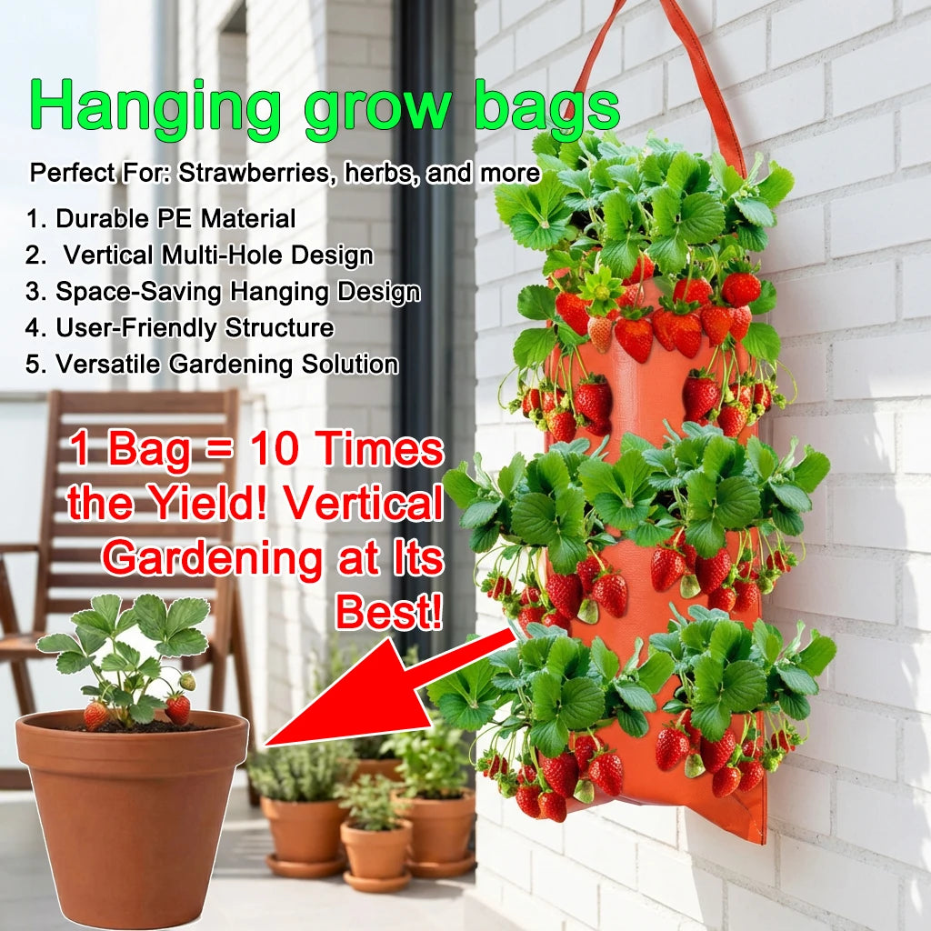 Hanging Grow Bags for Strawberries Tomatoes Hanging Planting Grow Bag Vertical Garden Strawberry Planter Pot Aeroponic Tower