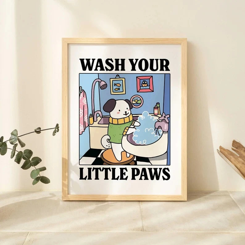 Wash Your Plttle Paws Bathroom Black Cat Wall Art Prints Canvas Painting Poster Picture For Living Bed Room Home Decor