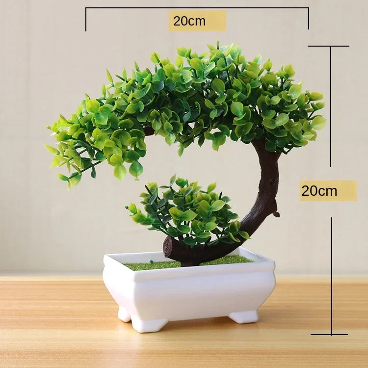 Artificial Plants Potted Bonsai Green Small Tree Plants Fake Flowers Potted Ornaments for Home Garden Decor Party Hotel Decor