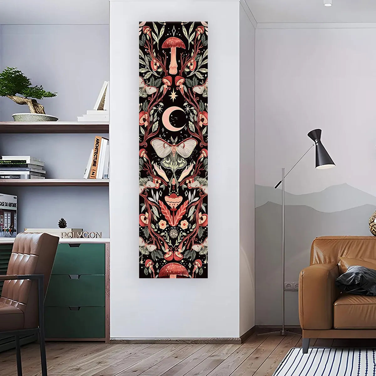 Floral & Plants Chart Vertical Tapestry Mushrooms Wall Hanging Reference Illustrative Botanical Art Tapestry Flowers Home Decor