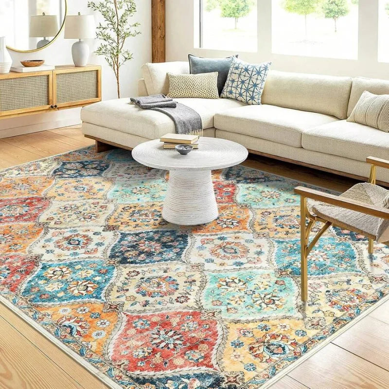 VIKAMA Bohemian Moroccan Carpet Soft Non-Slip Living Room Sofa Coffee Table Mat Bedroom Walk-in Closet Area Rug Home Decoration