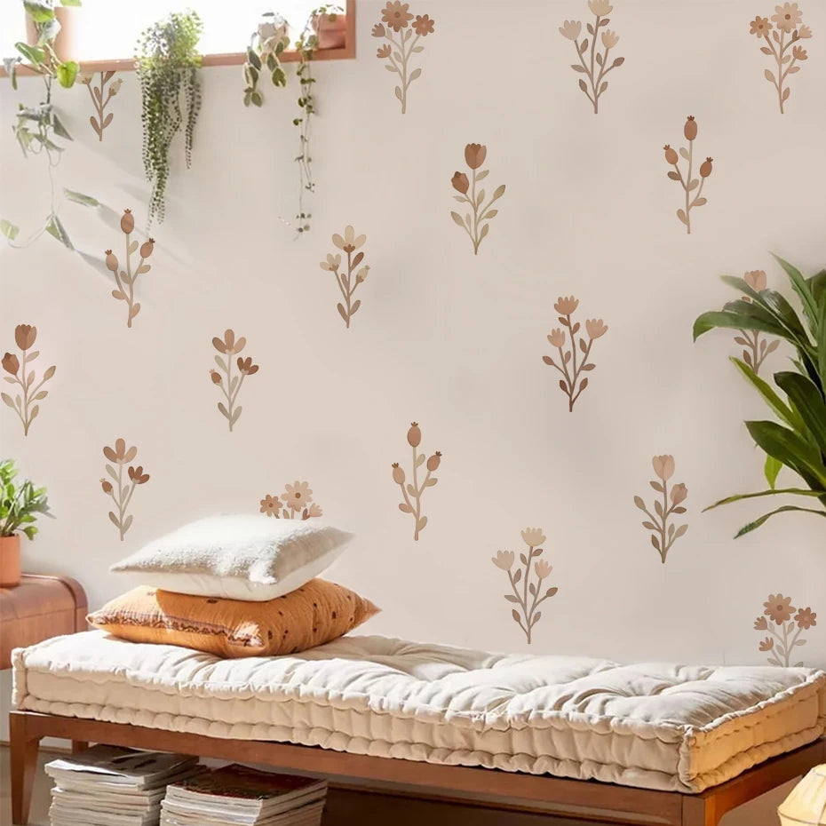 Flowers Wall Stickers for Bedroom Living Decor Wall Decals Girls Room Decorative Wall Stickers Baby Nursery Room Kids Room