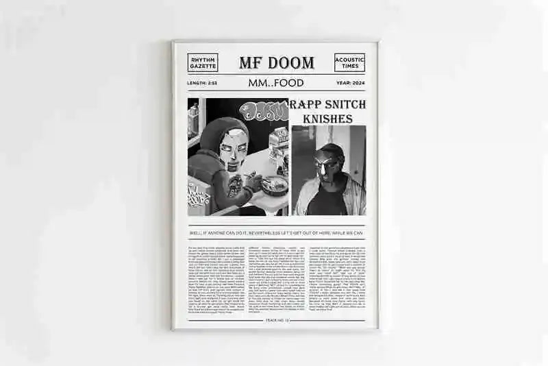 MF Doom Comic Album Poster Aesthetic Rapper Hip Hop Rock Music Band MM Food Mask Canvas For Wall Art Room Decor Home Decoration