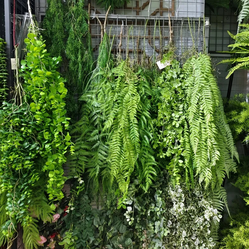 1PC Artificial Hanging Green Plants Fake Rattan Wall Hanging Plastic Vine for Home Garden Restaurant Decoration Soft Landscaping