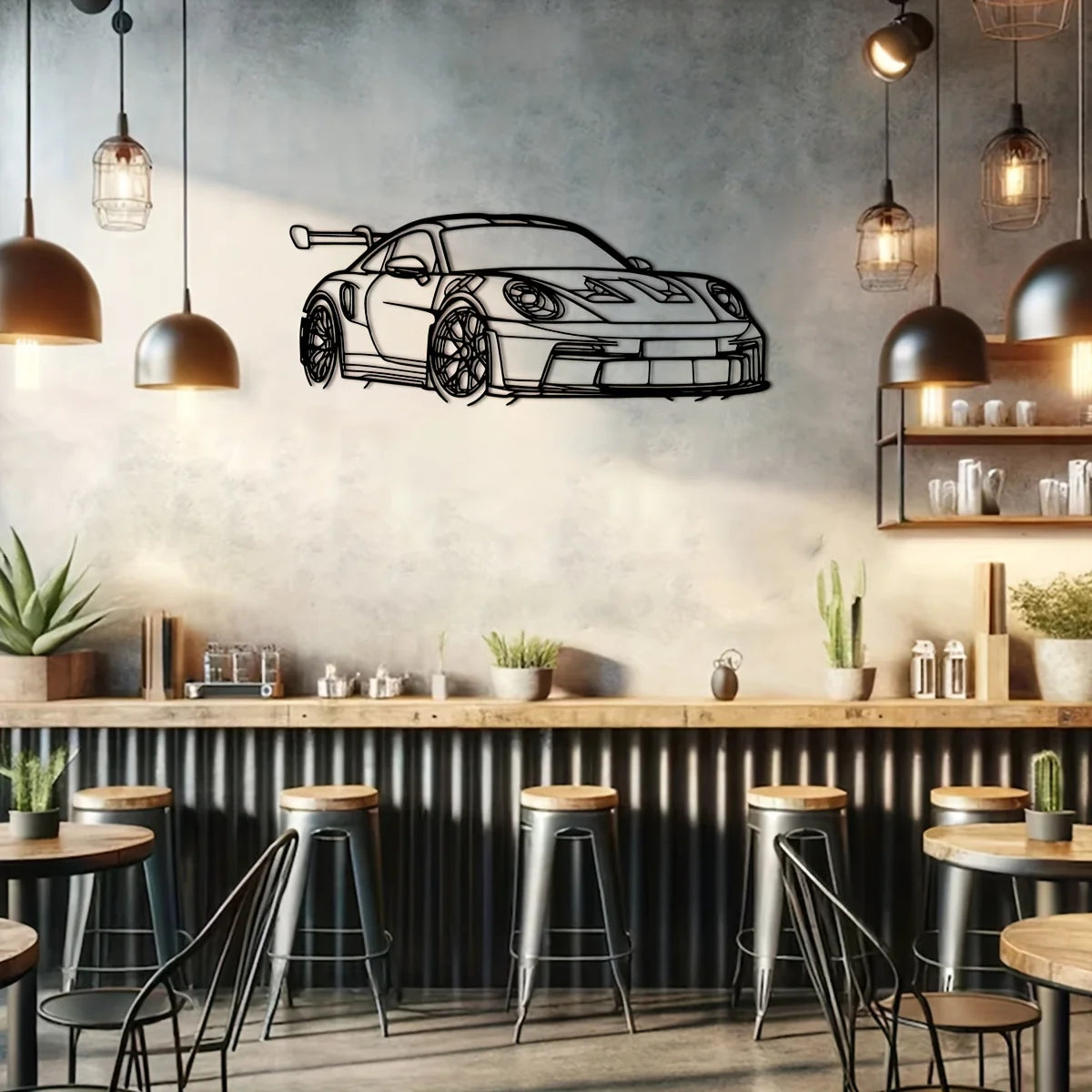 1pc Metal for Supercar Metal Wall Art Modern Iron Home Decor Sign, Dynamic Racing Car Outline Sculpture, Car Decor Ideal choice