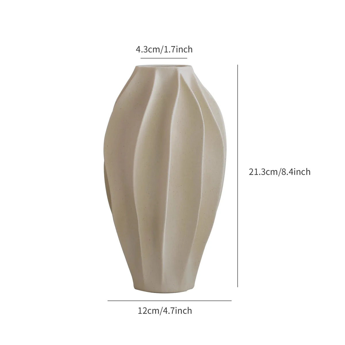 Beige Ceramic Vase with a High-End Feel and a Light Luxury Wave, Decorated with Yang Peach Flowers