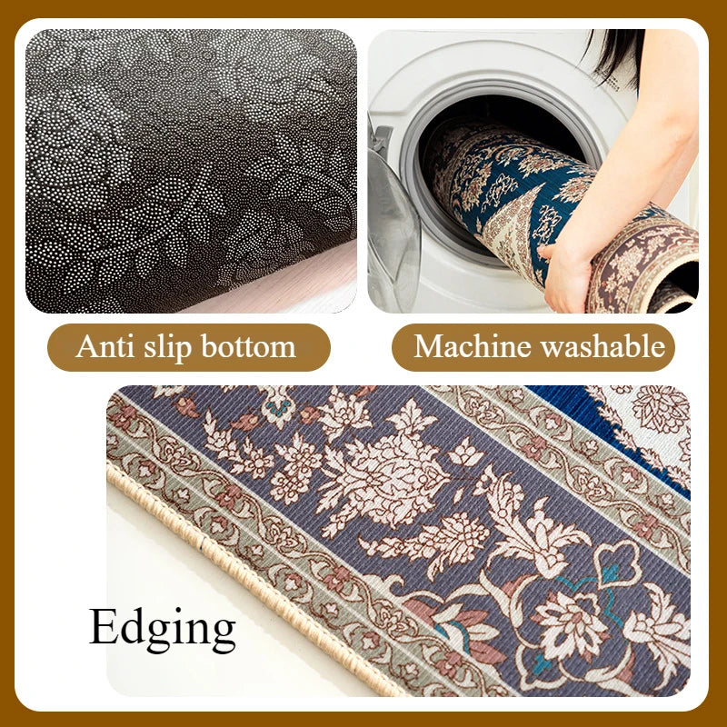 Retro Carpet for Living Room Persian Boho Decor for Room Balcony Rug Large Luxury Bed Room Decoration Home Mats Bedside