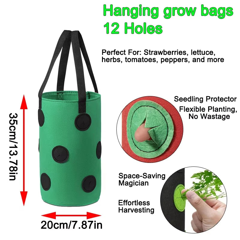 Hanging Grow Bags for Strawberries Tomatoes Hanging Planting Grow Bag Vertical Garden Strawberry Planter Pot Aeroponic Tower