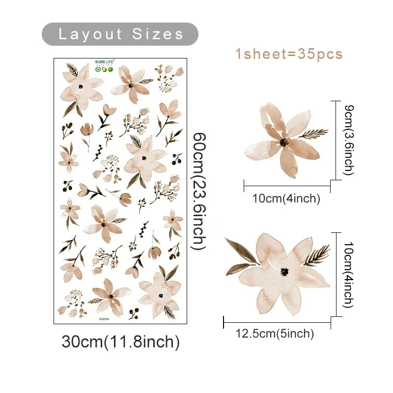 Flowers Wall Stickers for Bedroom Living Decor Wall Decals Girls Room Decorative Wall Stickers Baby Nursery Room Kids Room