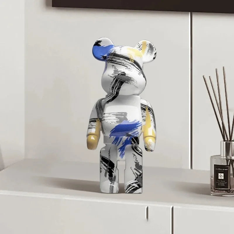 27cm/10Inches Graffiti Bear Figurine Home Decor Animal Abstract Ornament Storage Money Jar Modern Room Sculpture Table Decor