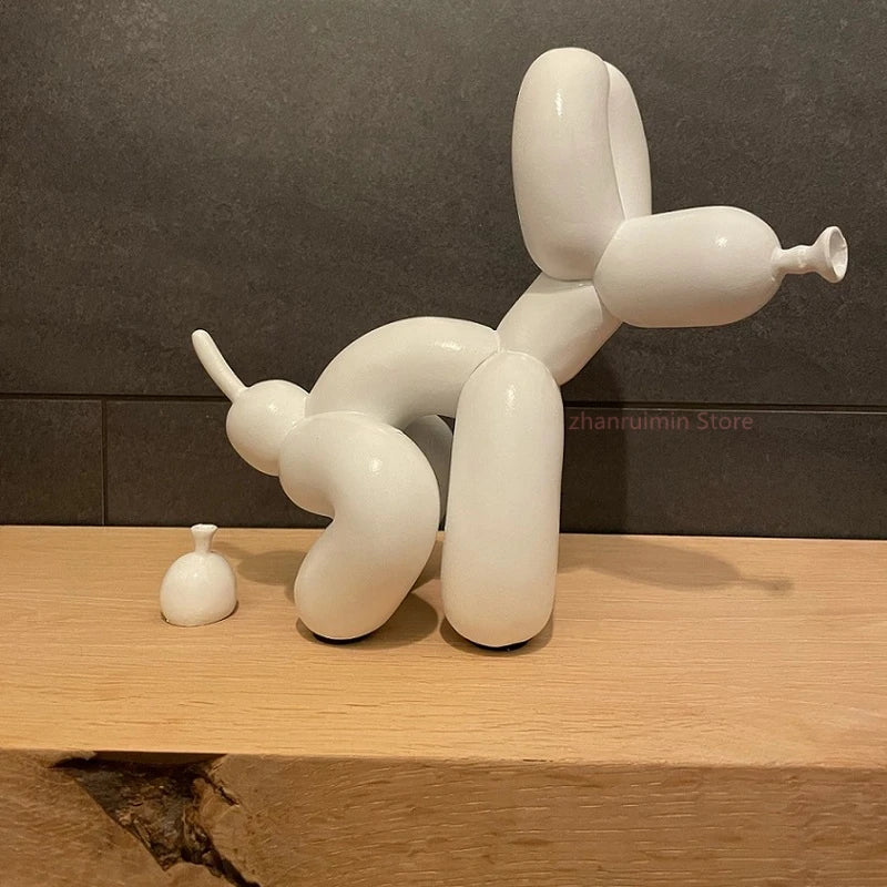 Balloon Dog Doggy Poo Statue Resin Animal Sculpture Home Decoration Resin Craft Office Decor Standing black gold