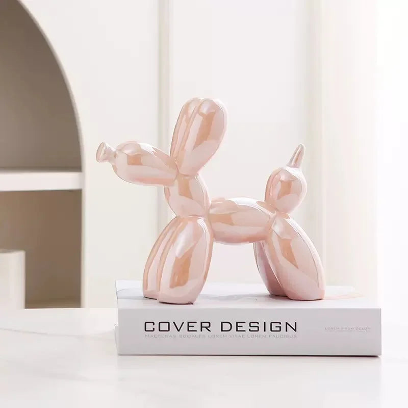 11/21CM Mini Ceramic Balloon Dog Sculpture Abstract Ornament Study Room Statue Home Office Accessories Festival Decoration 