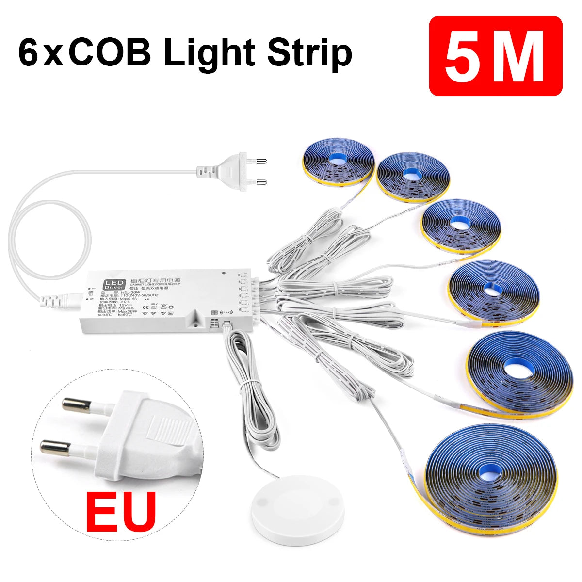 Smart Penetrable Wood COB LED Strip Touch Sensor Light 320Leds/m Warm/Neutral White Parallel Lights Kitchen Backlight Lighting