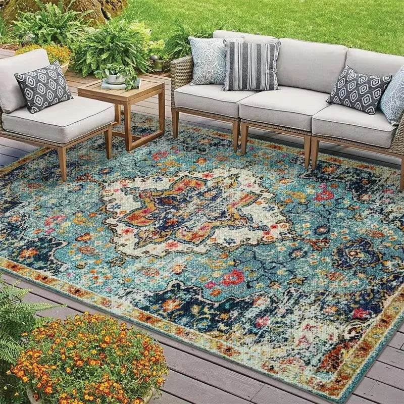 Bohemian Carpet American Country Vintage Mat Living Room Tea Table Mat Outdoor Balcony Fully Covered Rug Courtyard Floor Mats